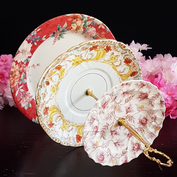 Handmade 3-Tier Cake Stand Mixed Floral Wedding Tea Party Dessert Serving Tray - Picture 3 of 13